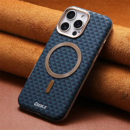 Oryvexa Luxury Leather Carbon Fiber Phone Case For iPhone 13 14 15 16 17 Pro Max For Magsafe Wireless Charging