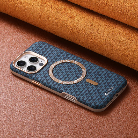 Oryvexa Luxury Leather Carbon Fiber Phone Case For iPhone 13 14 15 16 17 Pro Max For Magsafe Wireless Charging
