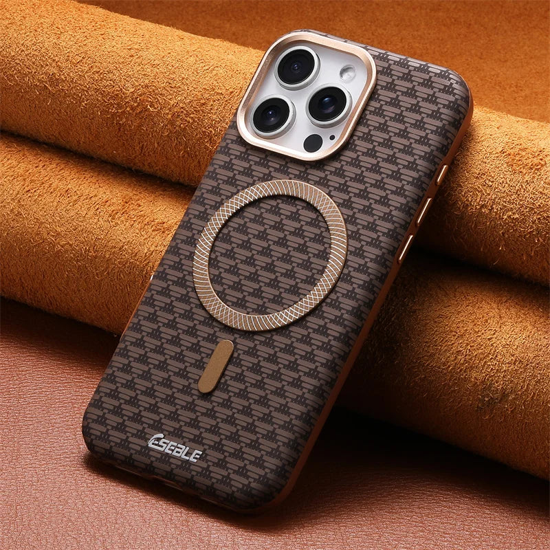 Oryvexa Luxury Leather Carbon Fiber Phone Case For iPhone 13 14 15 16 17 Pro Max For Magsafe Wireless Charging